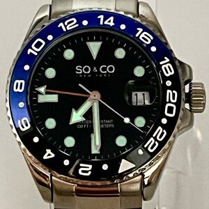 SO & CO New York Blue Bezel Watch
